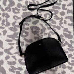 Ralph Lauren Black Pebbled Leather Crossbody Bag